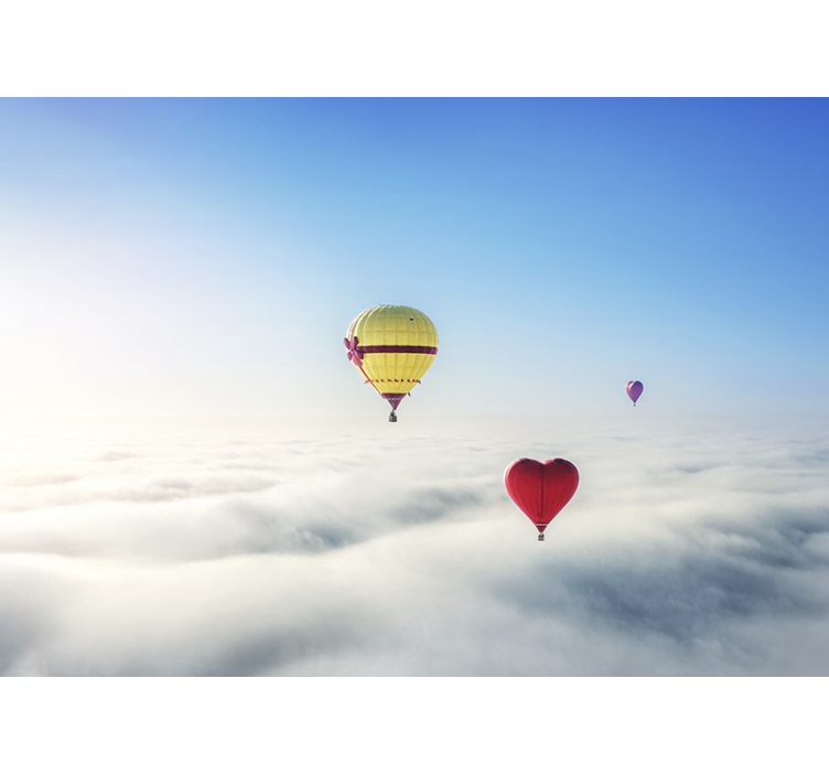 Romantic wall mural with floating heart balloons - TenStickers