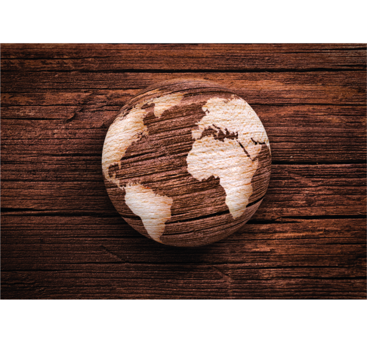 Wooden Texture world map wallpaper - TenStickers