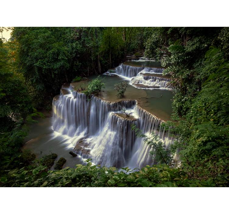 Stone waterfall on the jungle nature wall mural - TenStickers