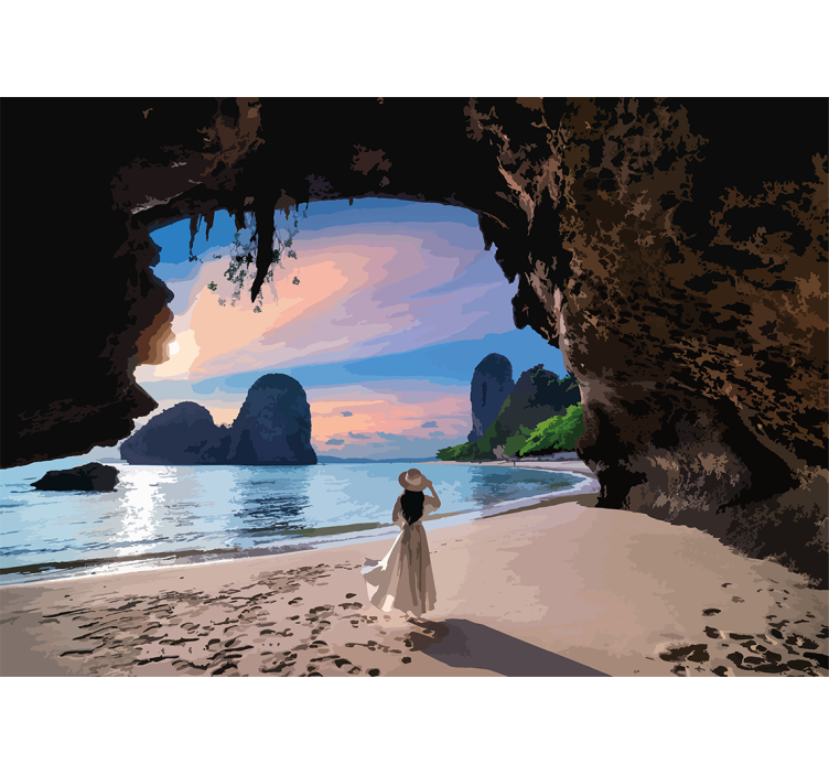 Landscape wall mural serene beach escape - TenStickers