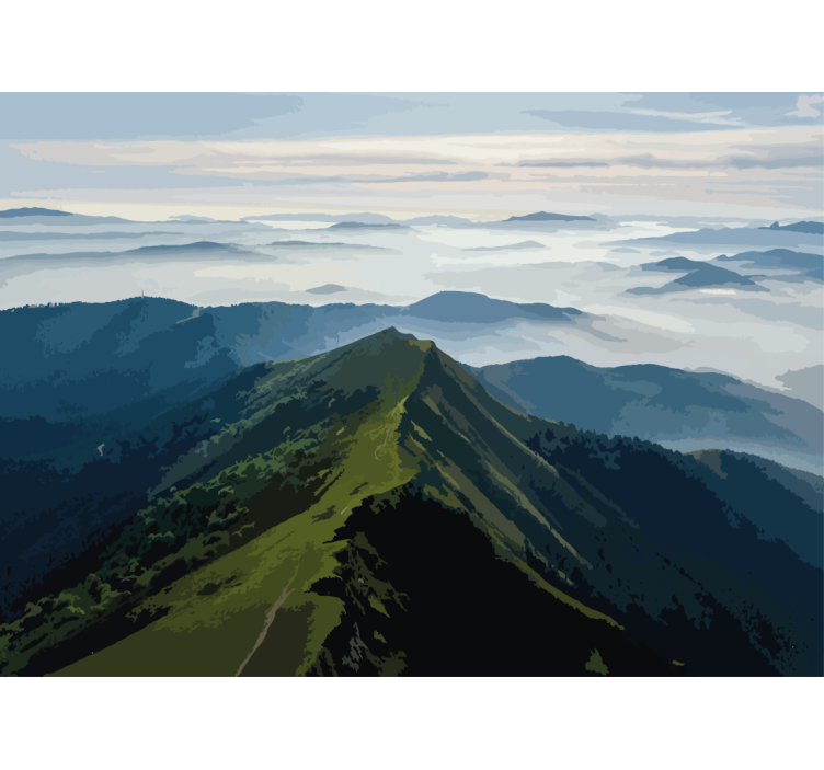 Landscape wall mural mountain range view - TenStickers