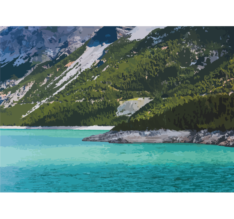 Landscape wall mural mountain lake serenity - TenStickers