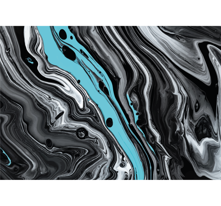Abstract wall mural in black and aqua flow - TenStickers