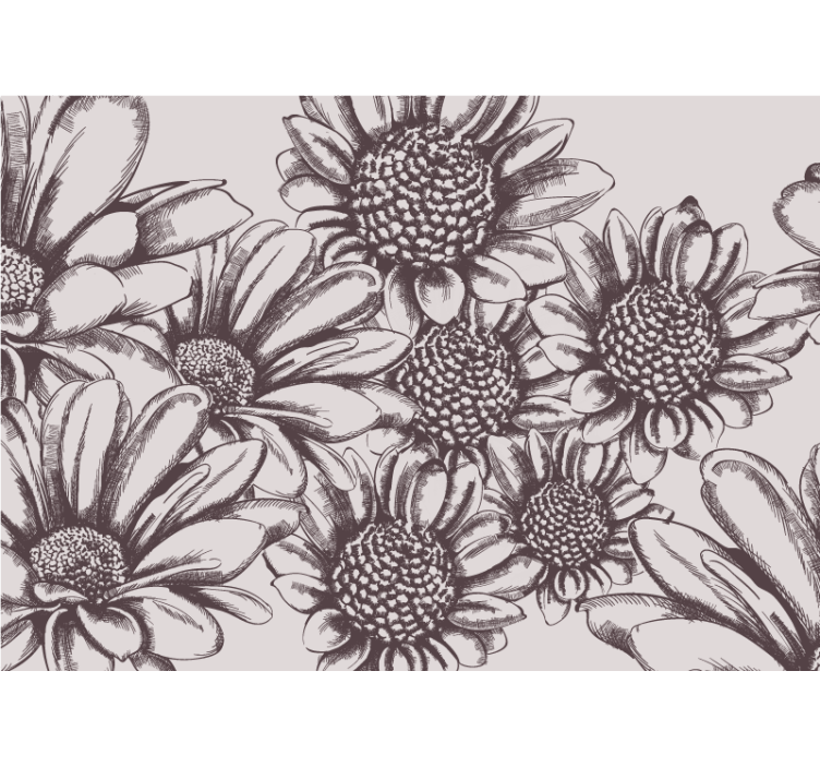 Daisy flower pattern flower wall mural - TenStickers