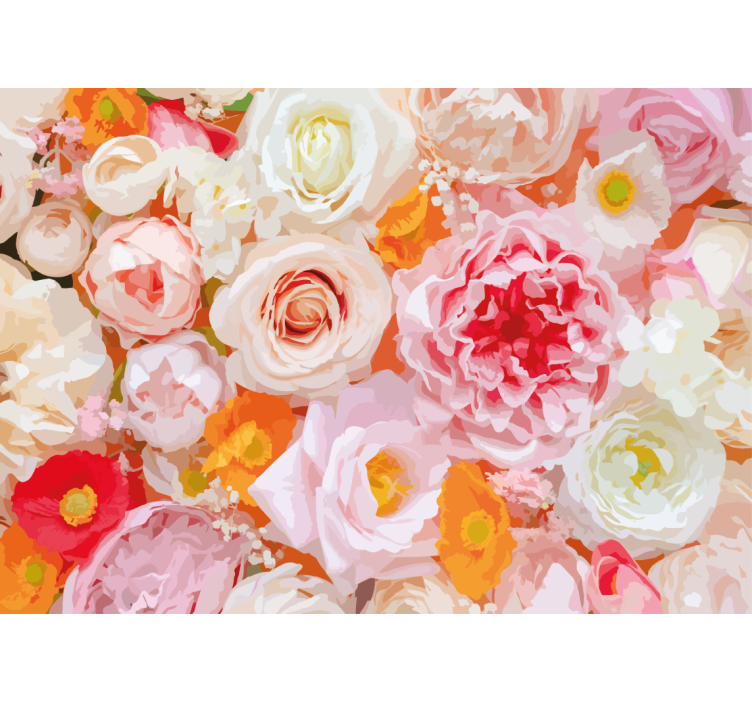 Roses in pastel colors flower wall mural - TenStickers