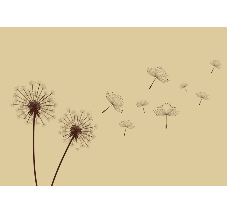 Flower wall mural dandelion breeze effect - TenStickers