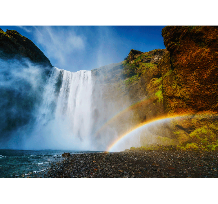 Waterfall with Rainbow Wall Mural - TenStickers