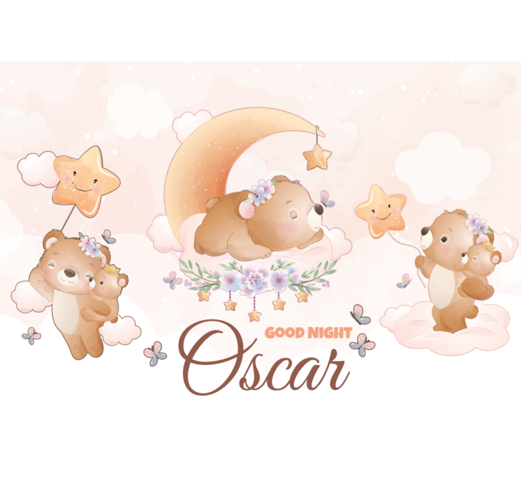 Cute bear for boy with name Nursery Mural - TenStickers