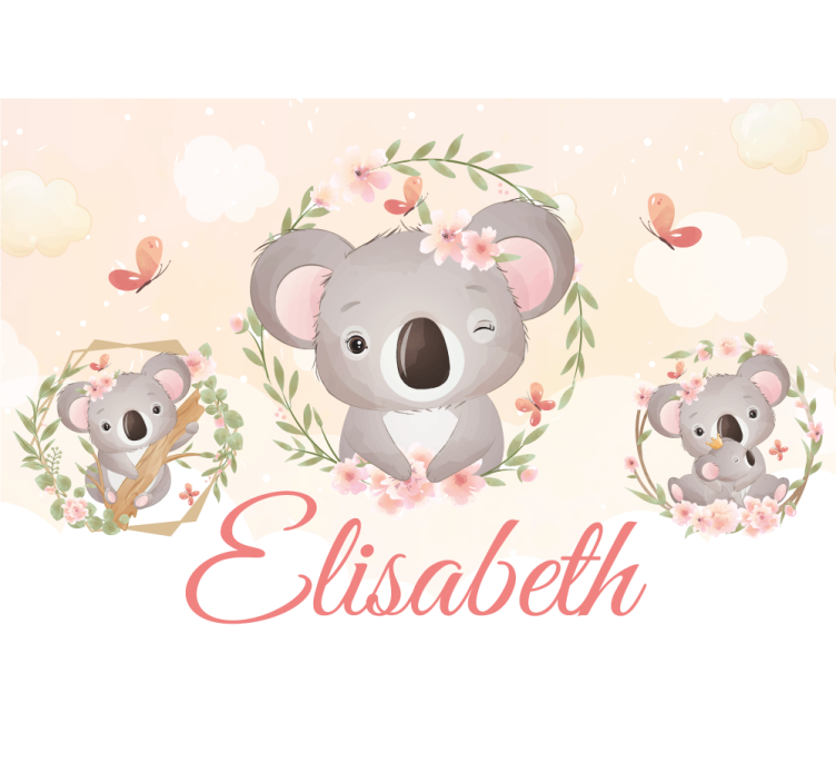 Personalized wall mural koala family joy - TenStickers