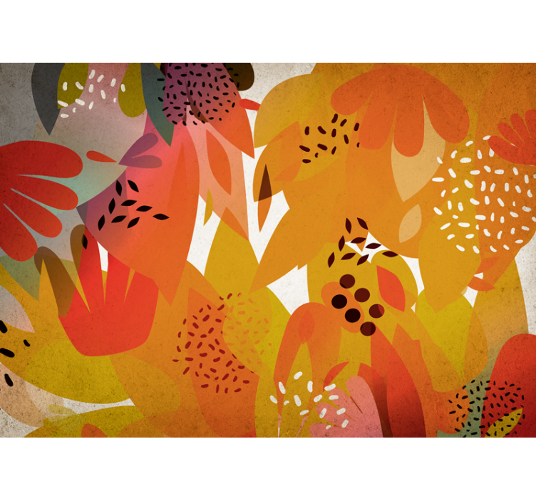 Flower wall mural with lively leaf patterns - TenStickers