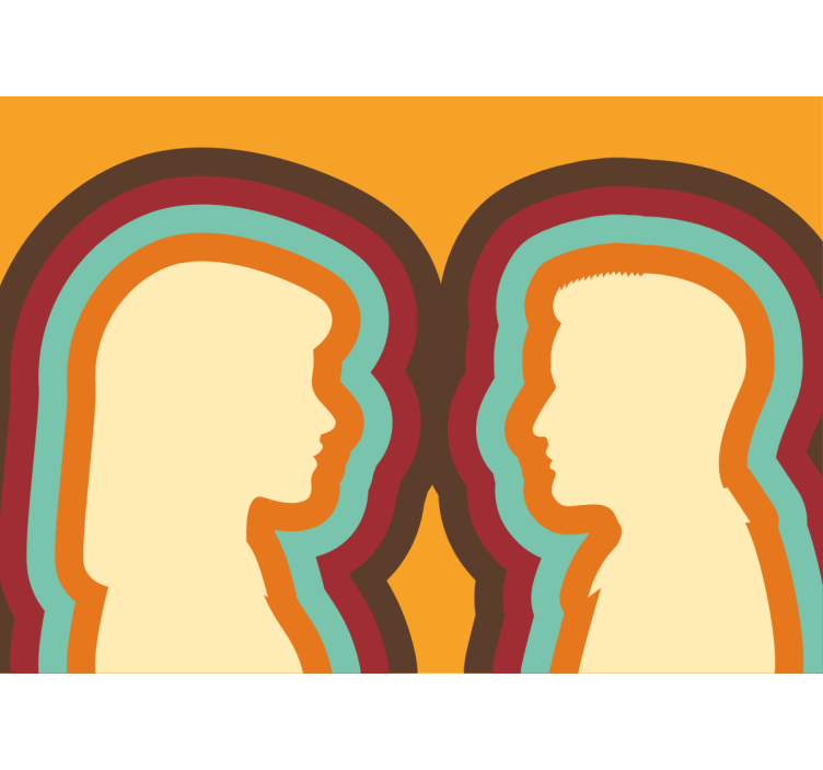 Romantic wall mural of couple silhouettes - TenStickers