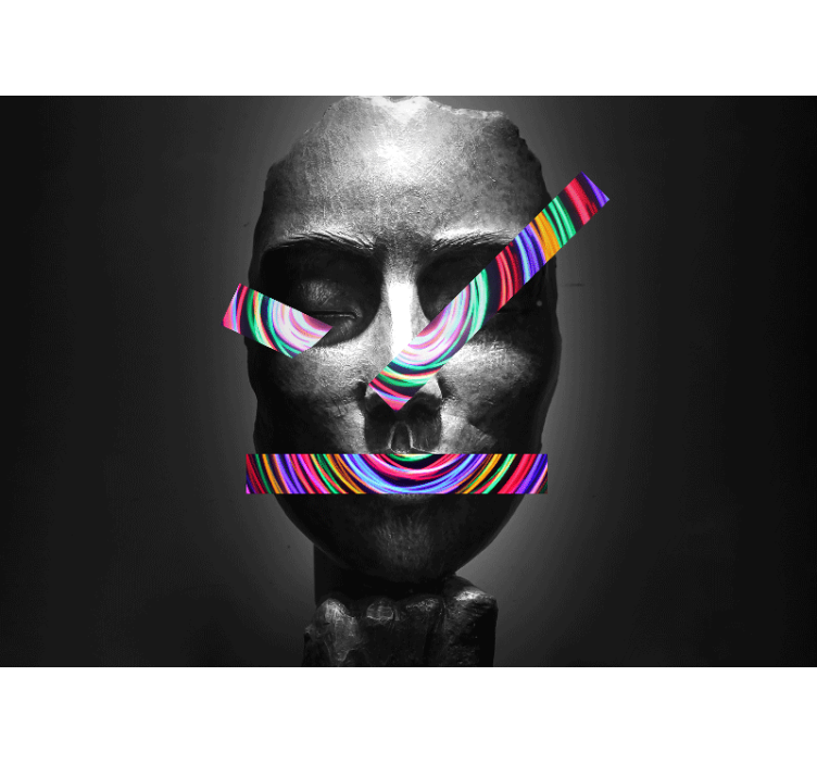 Art wall mural abstract facial features - TenStickers