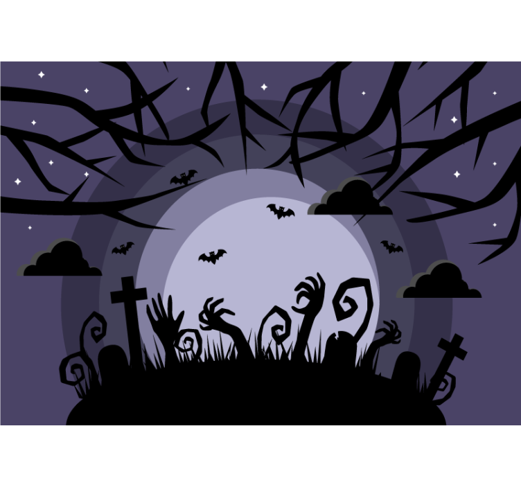 Wall mural halloween haunting graveyard scene - TenStickers