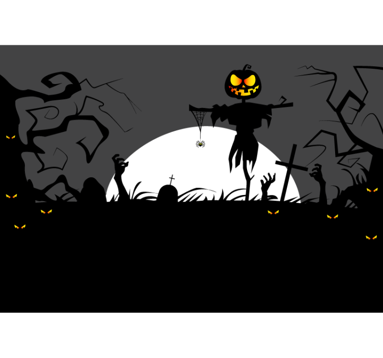Wall mural halloween creepy pumpkin scarecrow - TenStickers