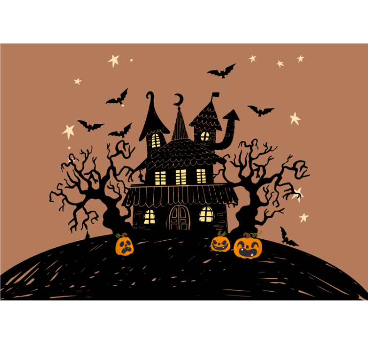 Wall mural halloween haunting pumpkin castle - TenStickers