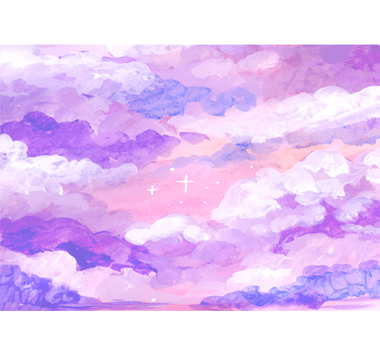 Sky wall mural soft purple clouds - TenStickers