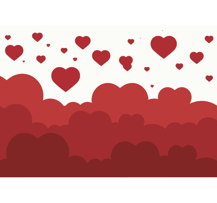 Romantic wall mural floating heart clouds - TenStickers