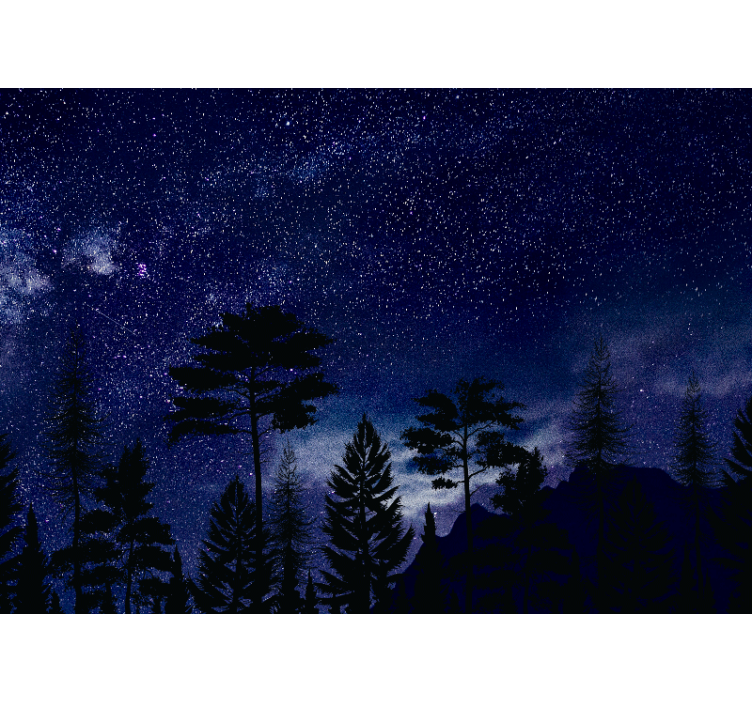 Sky wall mural starlit forest shadows - TenStickers