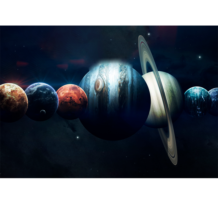 Planets in orbit space wall mural - TenStickers