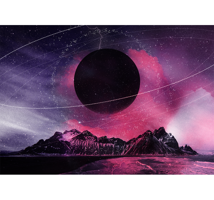 Space wall mural cosmic black planet - TenStickers