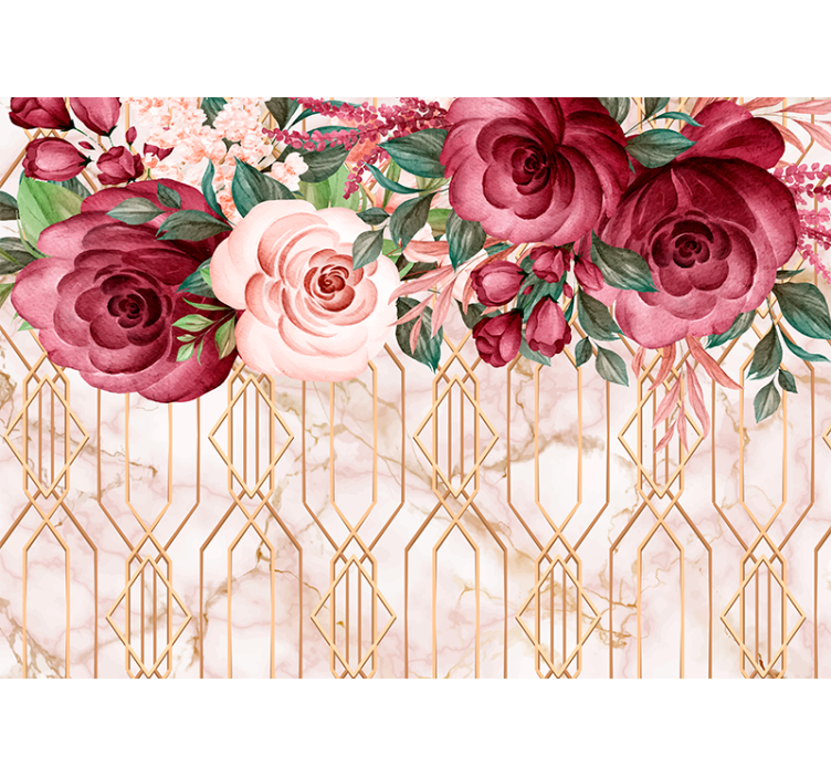 Rose Geometric Fusion flower wall mural - TenStickers