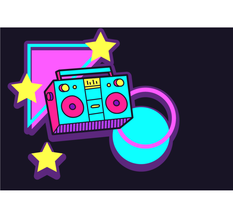 Music wall mural retro boombox design - TenStickers