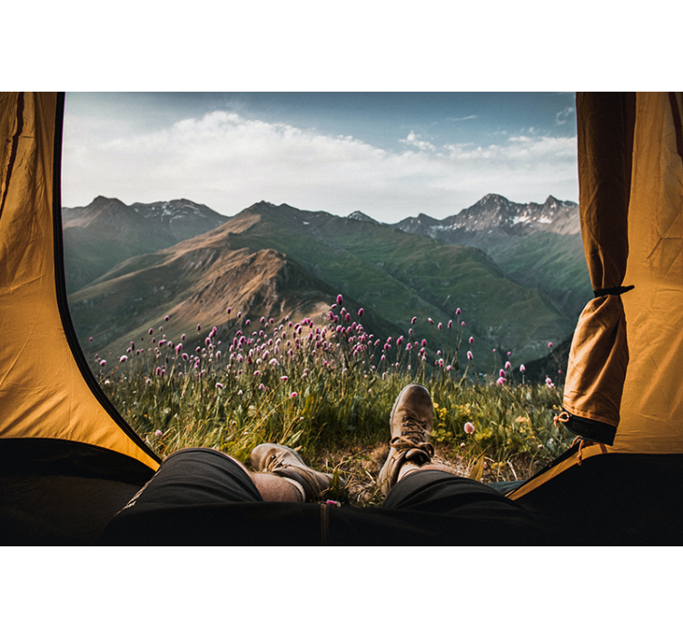 Landscape wall mural mountain view serenity - TenStickers