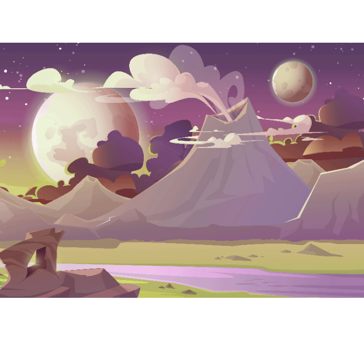 Wall mural fantasy mountain scene - TenStickers