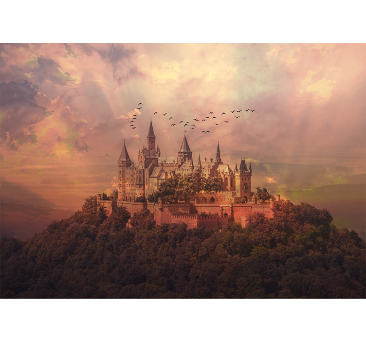 Wall mural fantasy majestic castle landscape - TenStickers