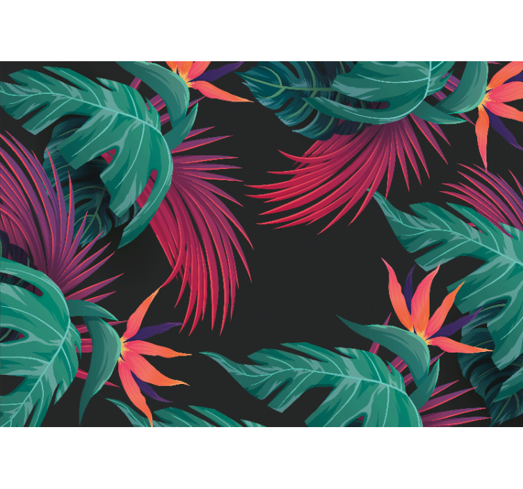 Turquoise Tropical Leaves nature wall mural - TenStickers