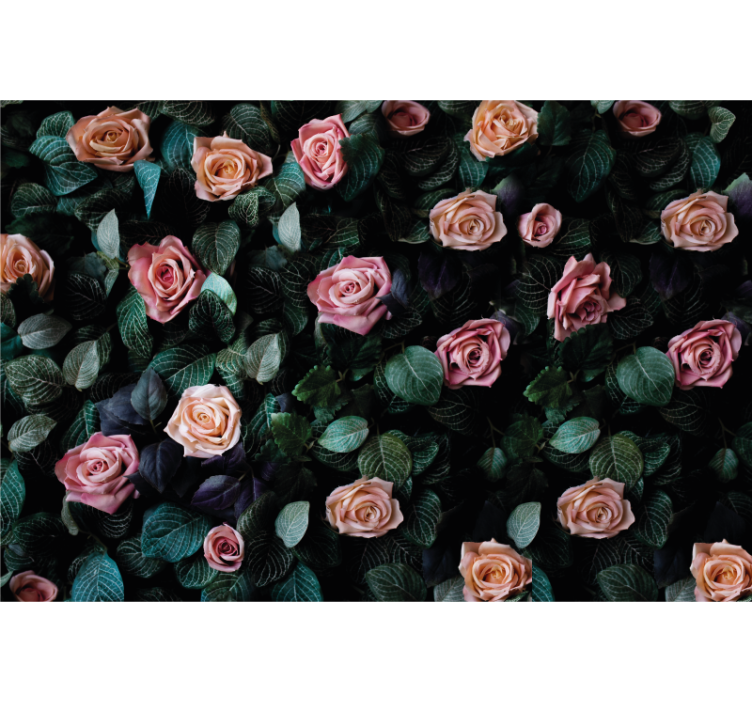 Flower wall mural roses and foliage design - TenStickers