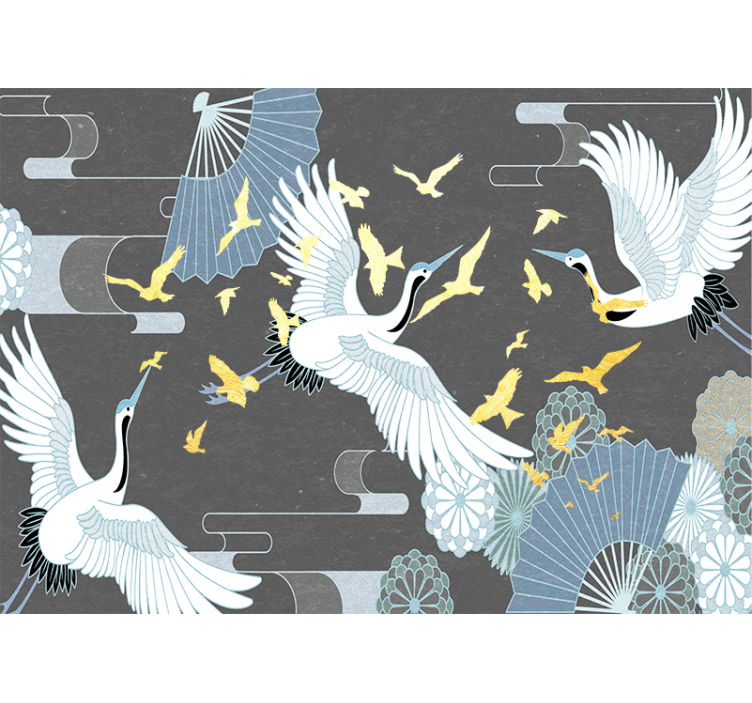 Animals wall mural graceful flying cranes - TenStickers