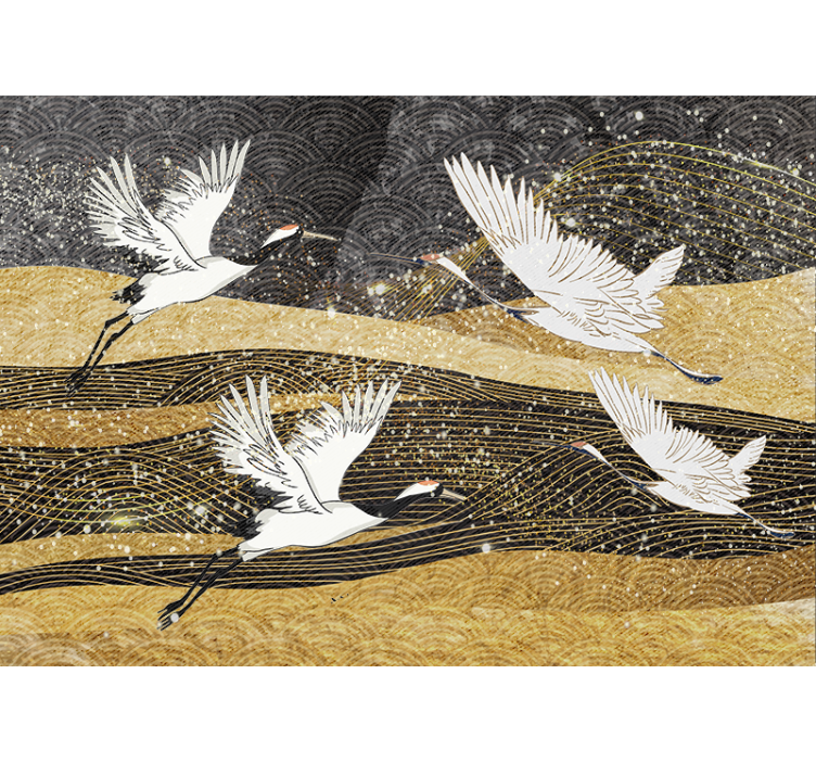 Animals wall mural elegant cranes dance - TenStickers