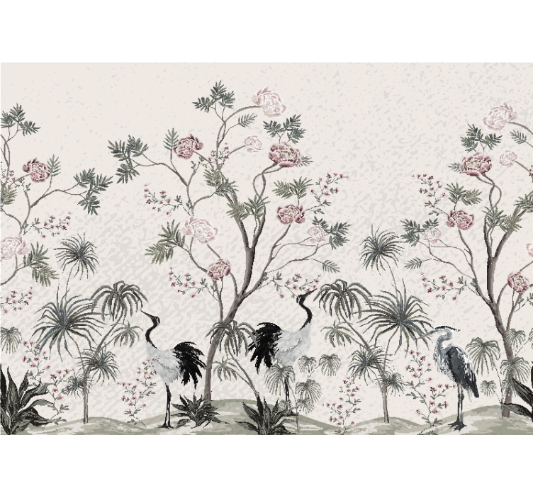 Animals wall mural elegant crane scene - TenStickers