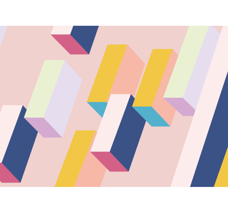 3D geometric pattern living room wall mural - TenStickers