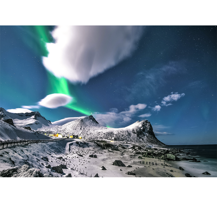 Landscape wall mural aurora borealis view - TenStickers