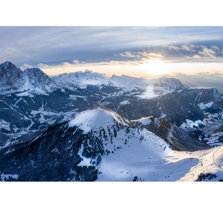 Alpine Sunrise Panorama wall mural mountain - TenStickers
