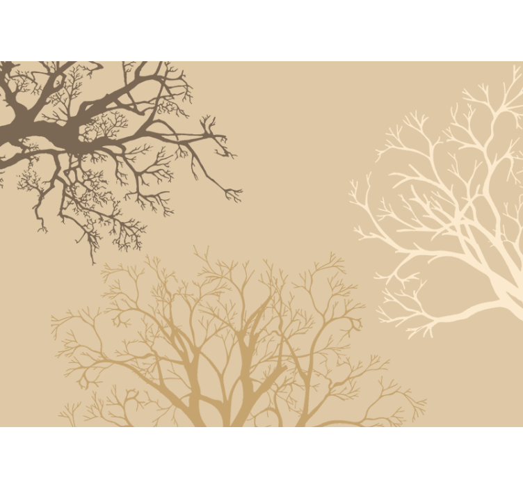 Solid color trees with beige modern wall mural - TenStickers