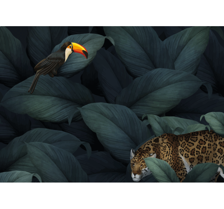 Animals wall mural tropical birds and leopards - TenStickers