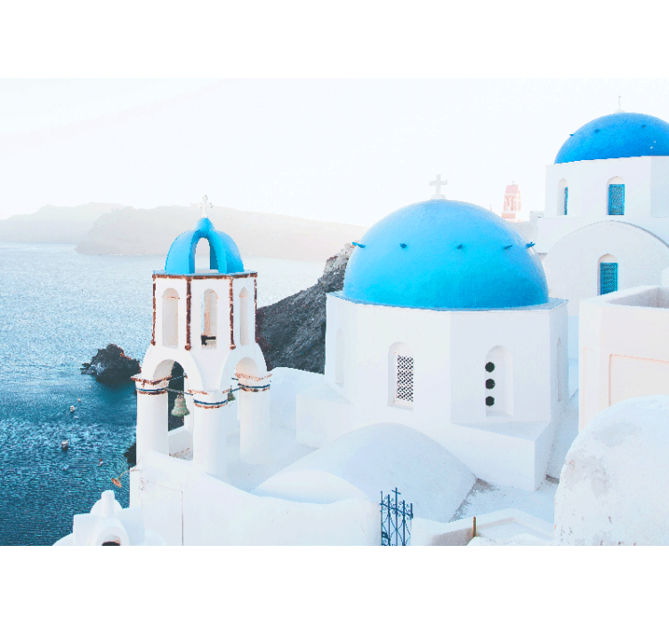 City wall mural santorini coastal views - TenStickers