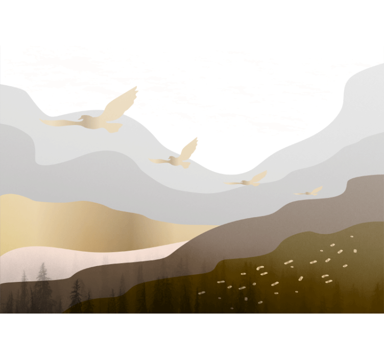 Wall mural nature flying birds silhouettes - TenStickers