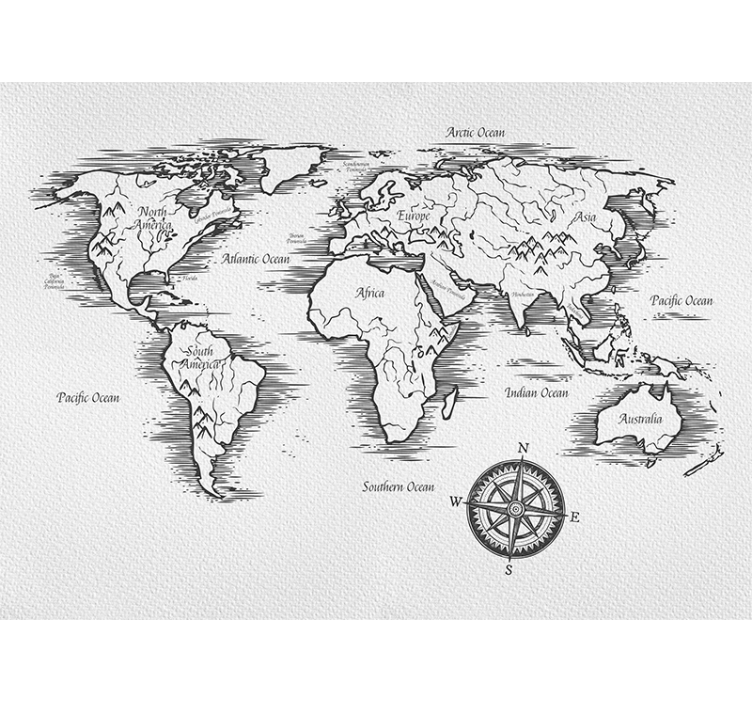 World map wallpaper comprehensive global map - TenStickers