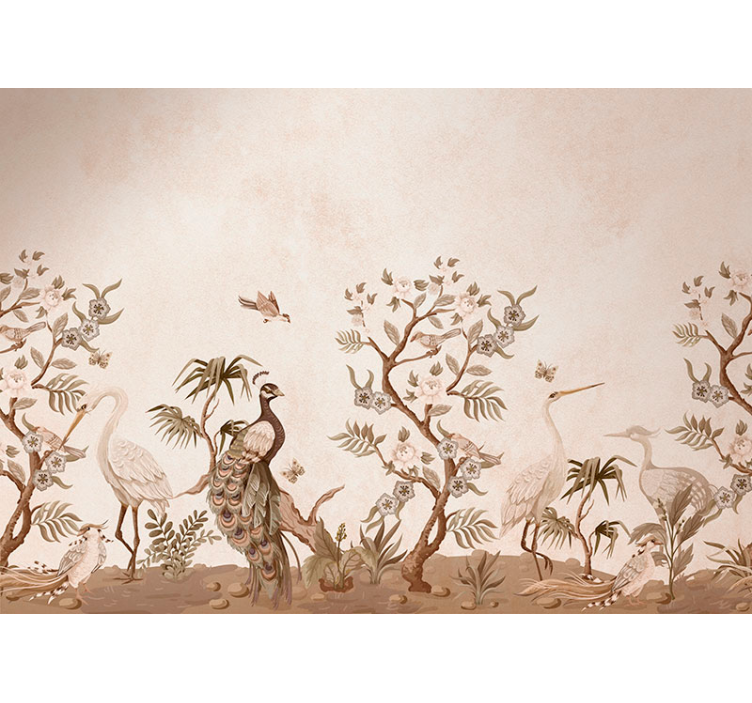 vintage fauna beige wall mural - TenStickers