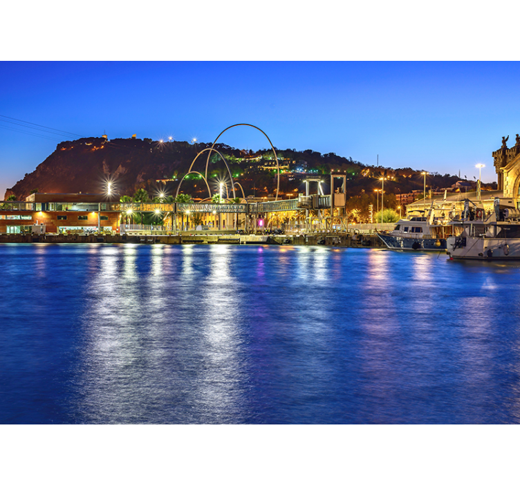 Harborside Evening Lights barcelona wall mural - TenStickers