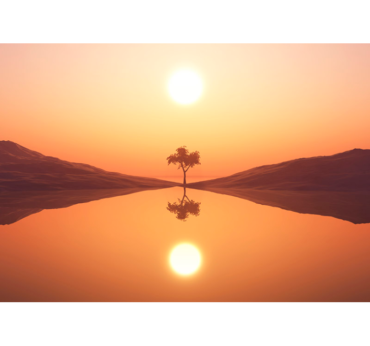 Serene Lake Sunrise landscape wall mural - TenStickers