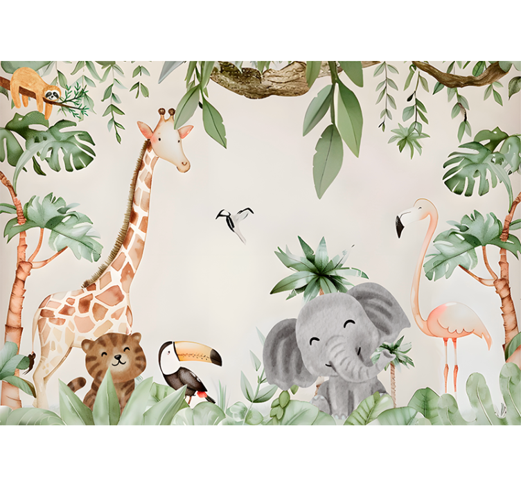 Children's savannah animals wall mural - TenStickers