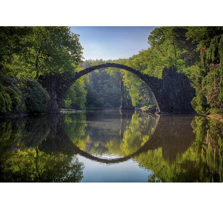 Arched Bridge Reflection landscape wall mural - TenStickers