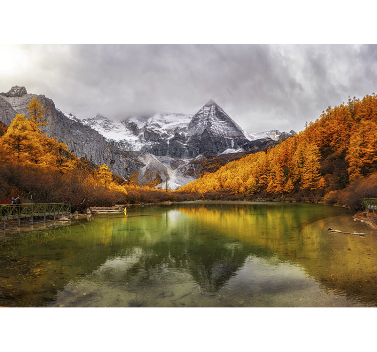 Autumnal Lake wall mural mountain - TenStickers