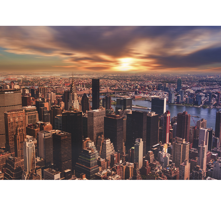 Wall mural new york urban skyline at sunset - TenStickers