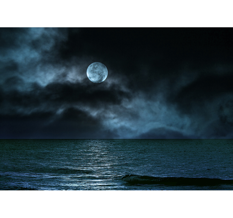 Moonlit Seascape under the sea wall mural - TenStickers